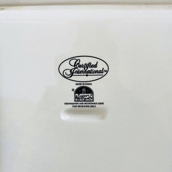 Certified International Cardinal Ceramic Square Snack Tidbit Plate With Top Hand - Picture 5 of 8